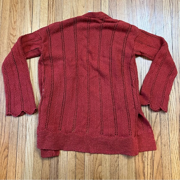 MEADOW RUE ANTHROPOLOGIE XS Rust Orange Crochet Knit Cardigan Sweater Jacket Top - Picture 3 of 9